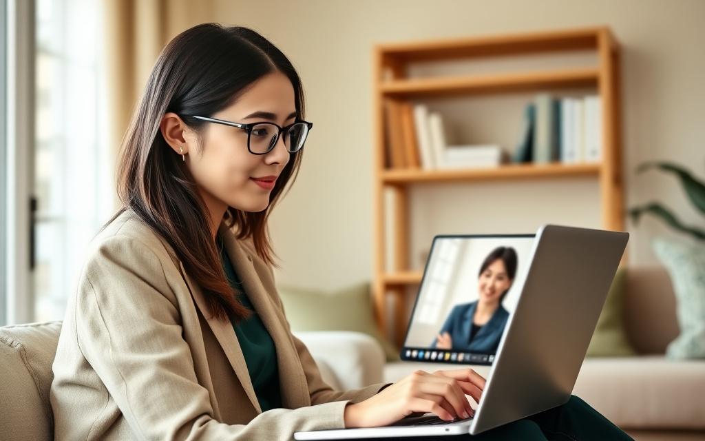 One-to-one English session with a tutor on screen